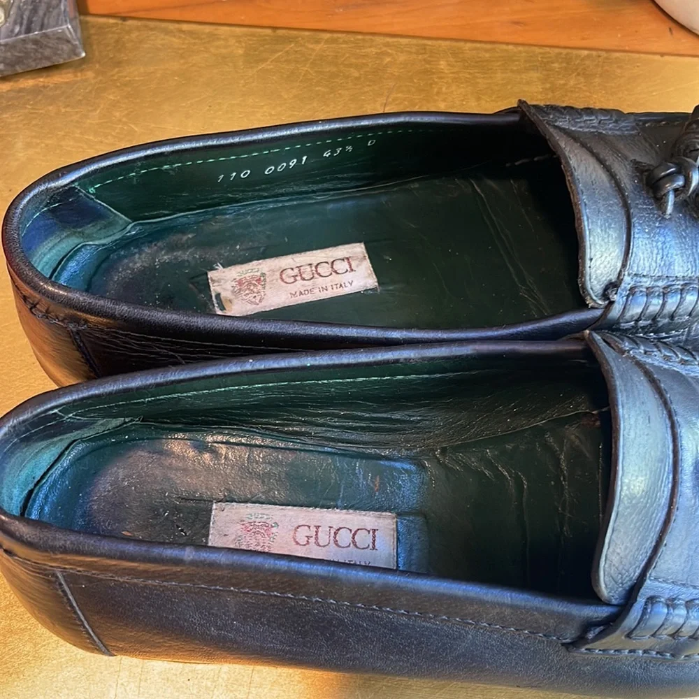 Gucci Black Leather Tassel Loafers